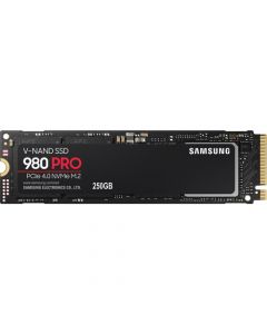 Samsung 980 PRO - 250GB PCIe NVMe 4.0 x4 MLC V-NAND Flash 512MB LPDDR4 DRAM Cache M.2 NGFF (2280) Solid State Drive - MZ-V8P250B/AM