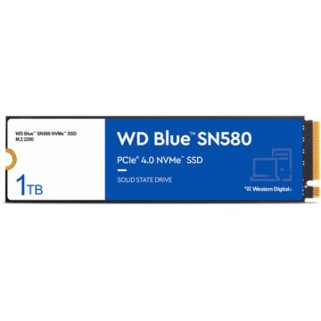 Western Digital Blue SN580 - 1TB PCIe NVMe 4.0 x4 3D TLC NAND Flash HMB SLC Cache M.2 NGFF 2280 Solid State Drive - WDS100T1B0E
