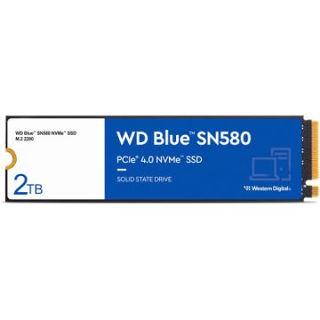 Western Digital Blue SN580 - 2TB PCIe NVMe 4.0 x4 3D TLC NAND Flash HMB SLC Cache M.2 NGFF 2280 Solid State Drive - WDS200T3B0E