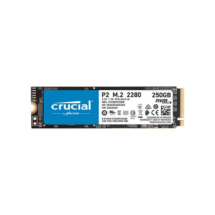 Crucial P2 250GB NVMe 3 x4 TLC NAND M.2 2280 SSD CT250P2SSD8 - Drive  Solutions