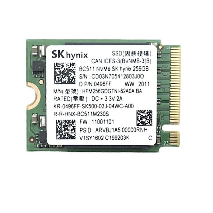 SK hynix BC511 - 256GB PCIe NVMe Gen-3.0 x4 TLC NAND Flash HMB-SLC Cache  M.2 NGFF 2230 Solid State Drive - HFM256GDGTNI-82A0A