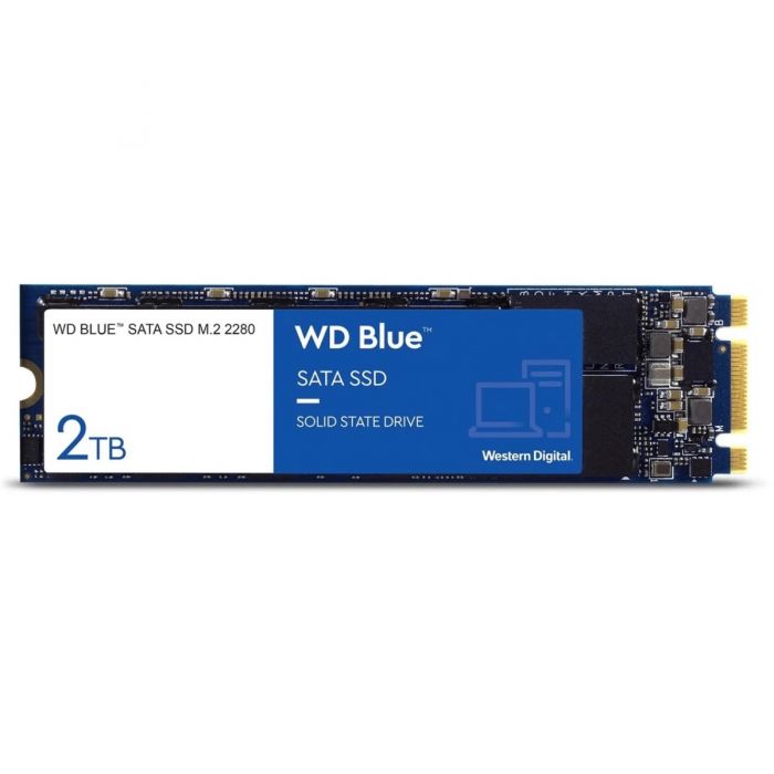 Western Digital Blue - 2TB SATA III 6Gb/s 3D TLC NAND Flash Tiered DDR  Cache M.2 NGFF 2280 Solid State Drive - WDS200T2B0B